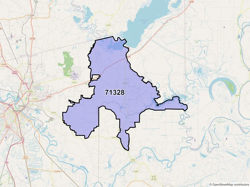 Map of ZIP Code 71328 — Deville, LA