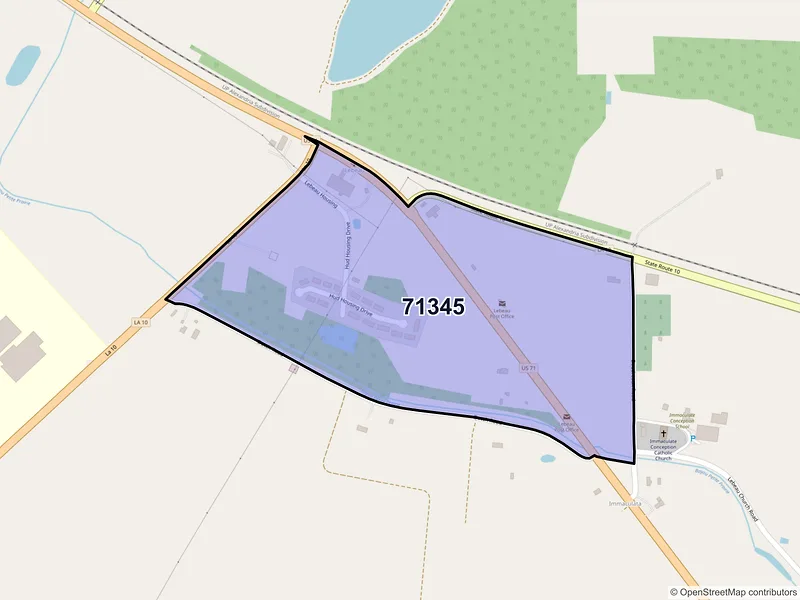 Map of Lebeau, Louisiana and ZIP codes