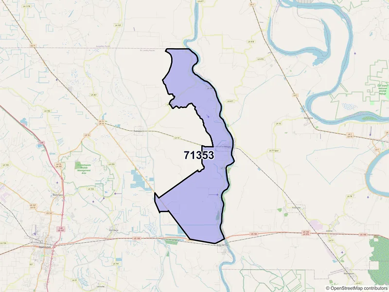 Map of ZIP Code 71353 — Melville, LA