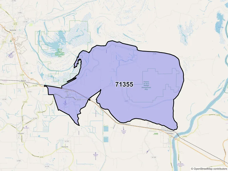 Map of ZIP Code 71355 — Moreauville, LA