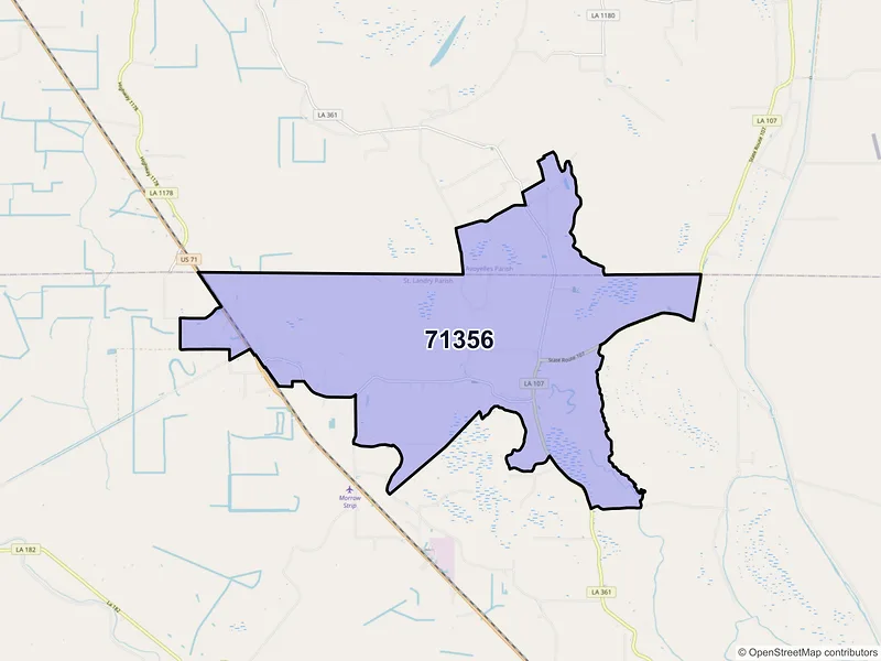 Map of Morrow, Louisiana and ZIP codes