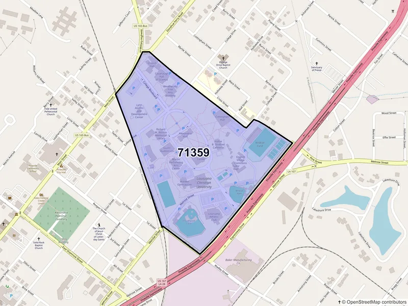 Map of ZIP Code 71359 — Pineville, LA
