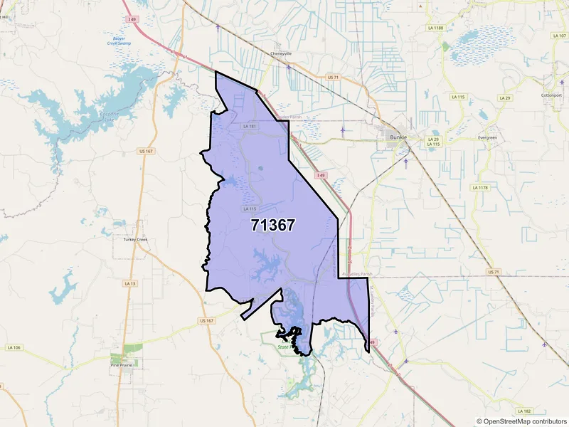 Map of ZIP Code 71367 — Saint Landry, LA