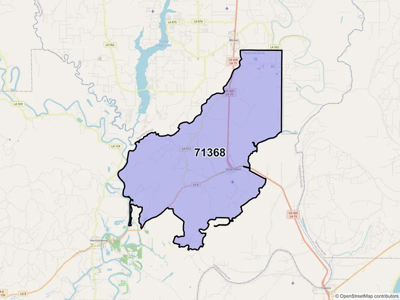 Map of ZIP Code 71368 — Sicily Island, LA