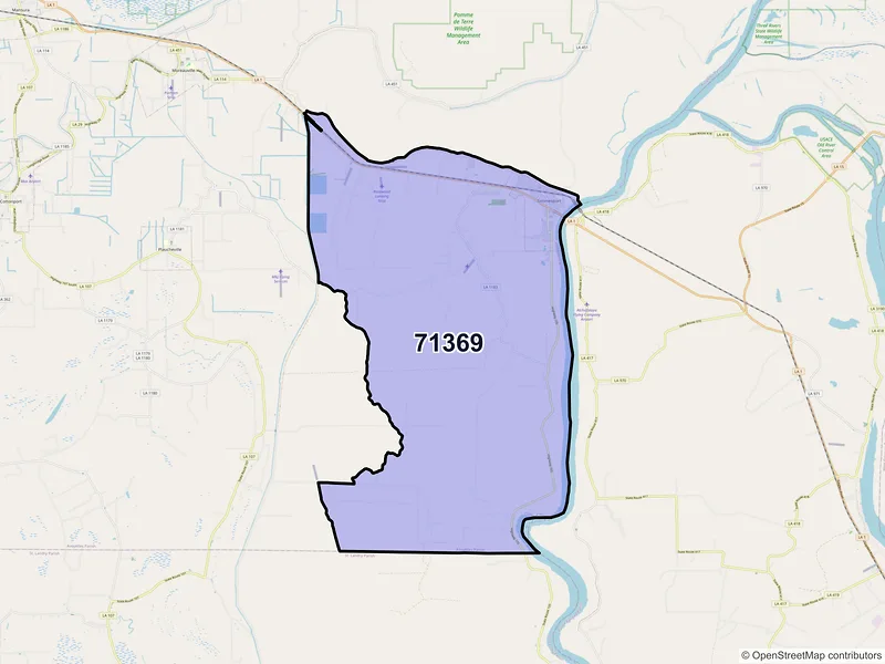 Map of ZIP Code 71369 — Simmesport, LA