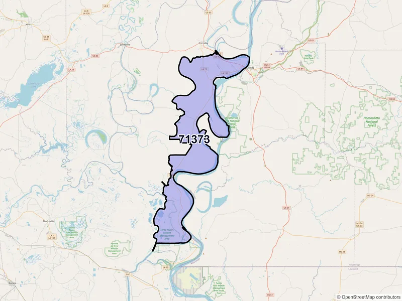 Map of ZIP Code 71373 — Vidalia, LA
