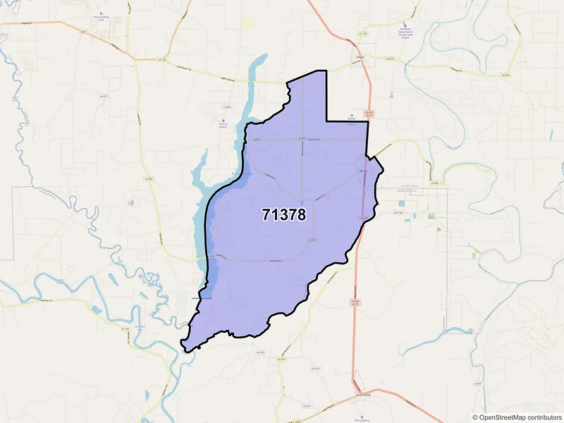 Map of Wisner, Louisiana and ZIP codes
