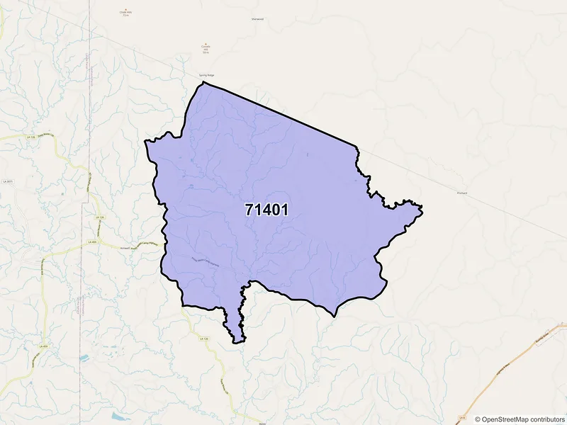Map of Aimwell, Louisiana and ZIP codes