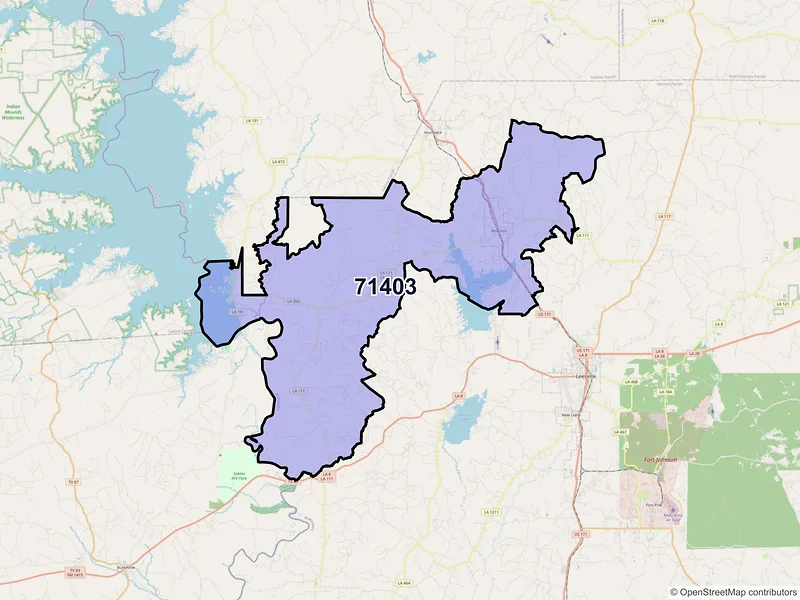 Map of Anacoco, Louisiana and ZIP codes