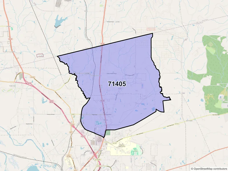Map of ZIP Code 71405 — Ball, LA