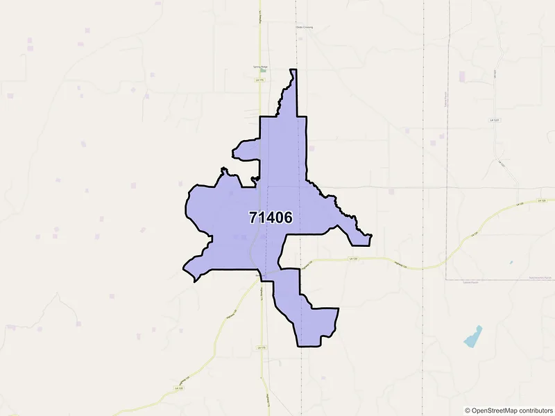 Map of ZIP Code 71406 — Belmont, LA