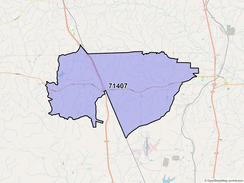 Map of Bentley, Louisiana and ZIP codes