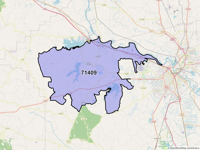 Map of ZIP Code 71409 — Boyce, LA