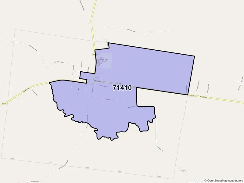 Map of Calvin, Louisiana and ZIP codes