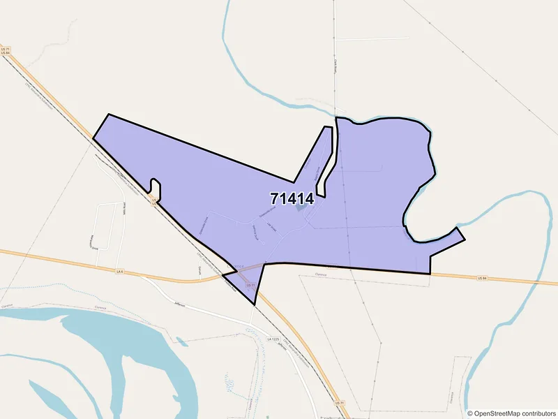 Map of Clarence, Louisiana and ZIP codes