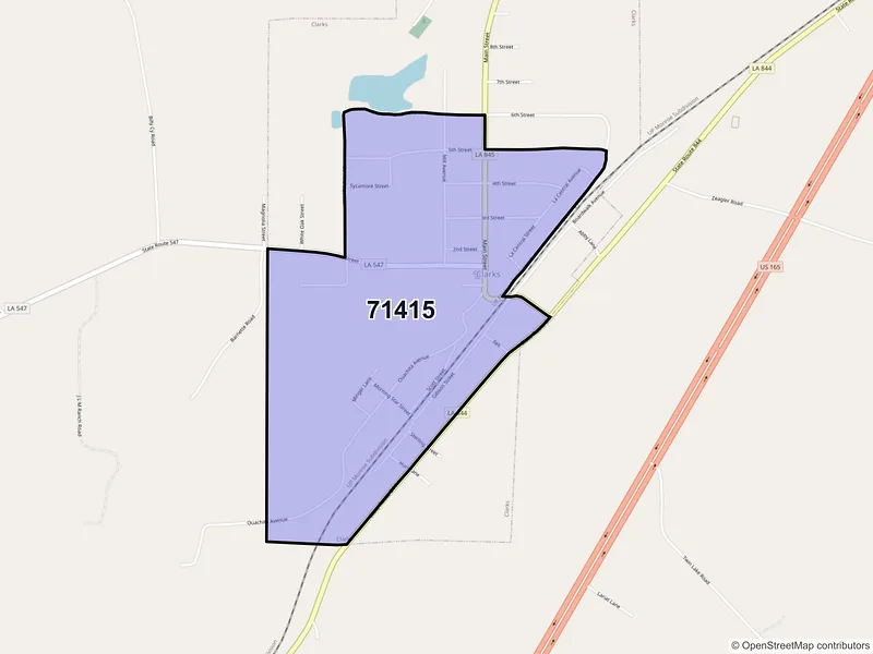 Map of Clarks, Louisiana and ZIP codes
