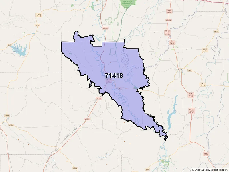 Map of ZIP Code 71418 — Columbia, LA