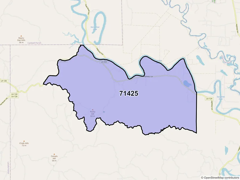Map of ZIP Code 71425 — Enterprise, LA