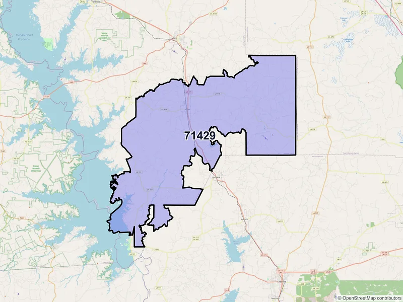 Map of Florien, Louisiana and ZIP codes