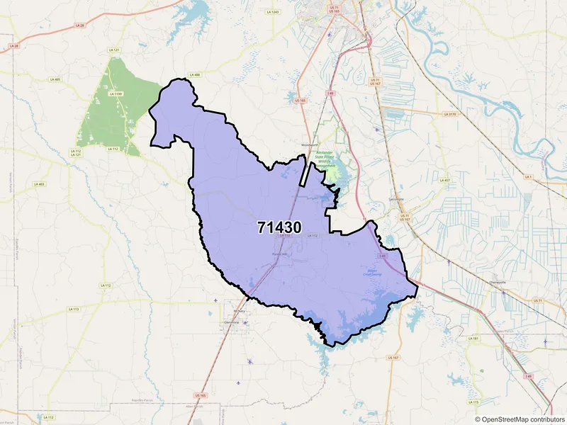 Map of ZIP Code 71430 — Forest Hill, LA