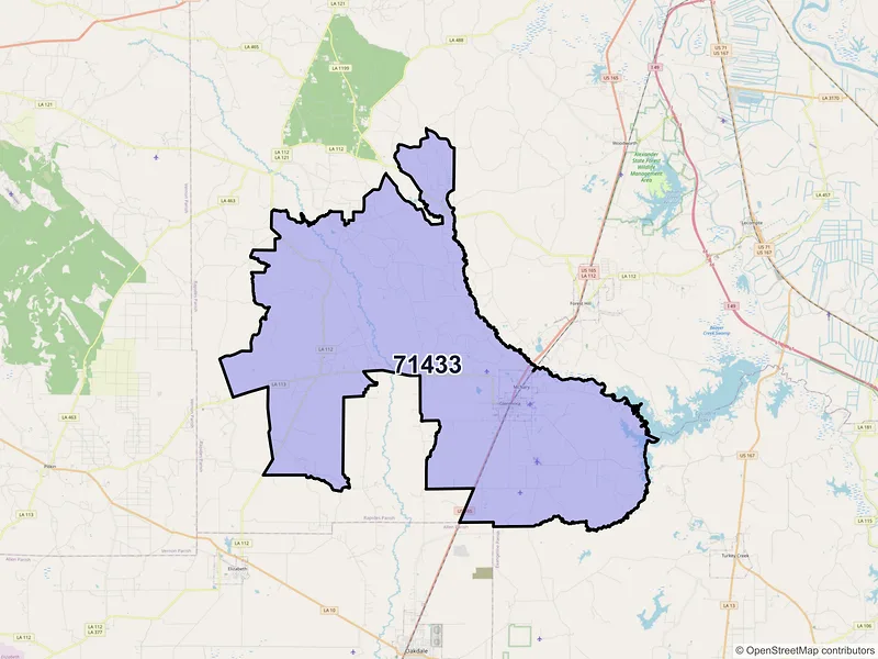 Map of ZIP Code 71433 — Glenmora, LA