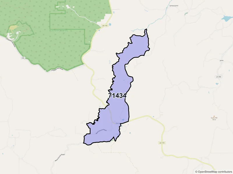 Map of Gorum, Louisiana and ZIP codes