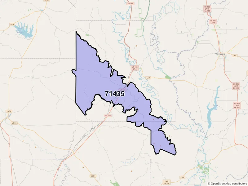 Map of ZIP Code 71435 — Grayson, LA