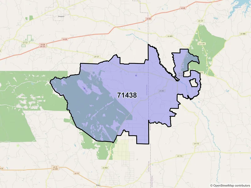 Map of Hineston, Louisiana and ZIP codes