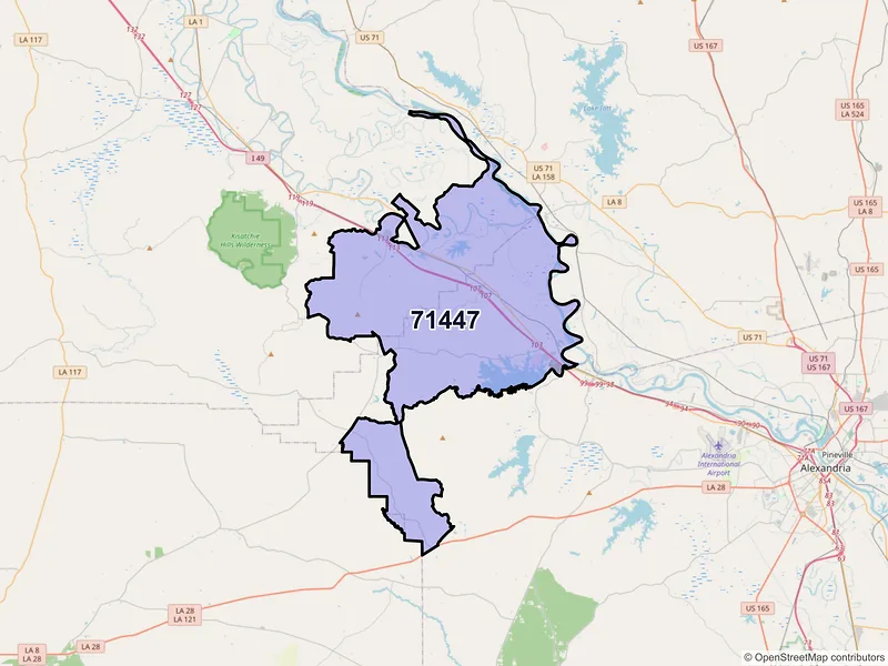 Map of ZIP Code 71447 — Lena, LA