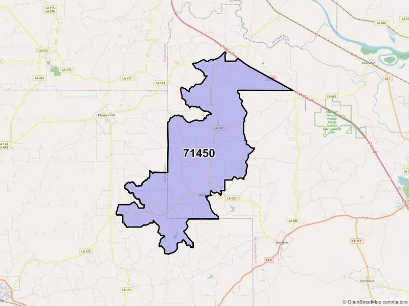 Map of ZIP Code 71450 — Marthaville, LA