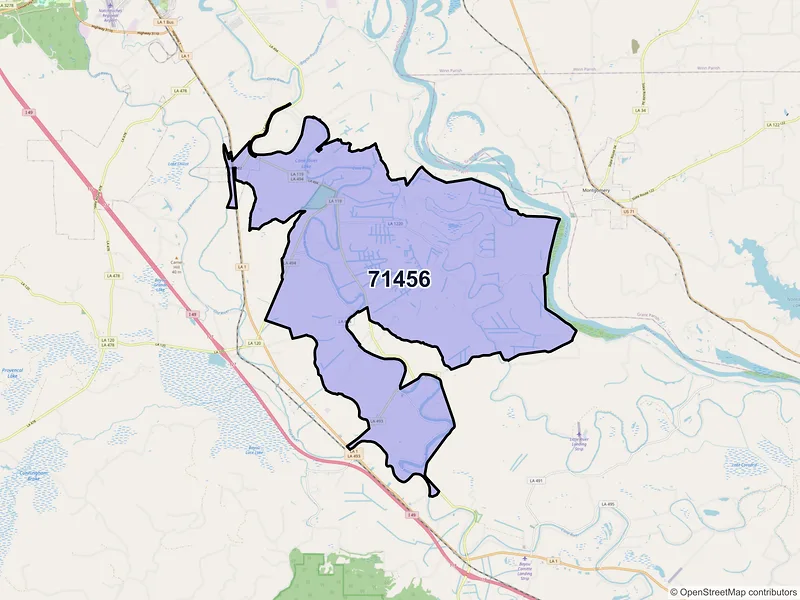 Map of ZIP Code 71456 — Natchez, LA