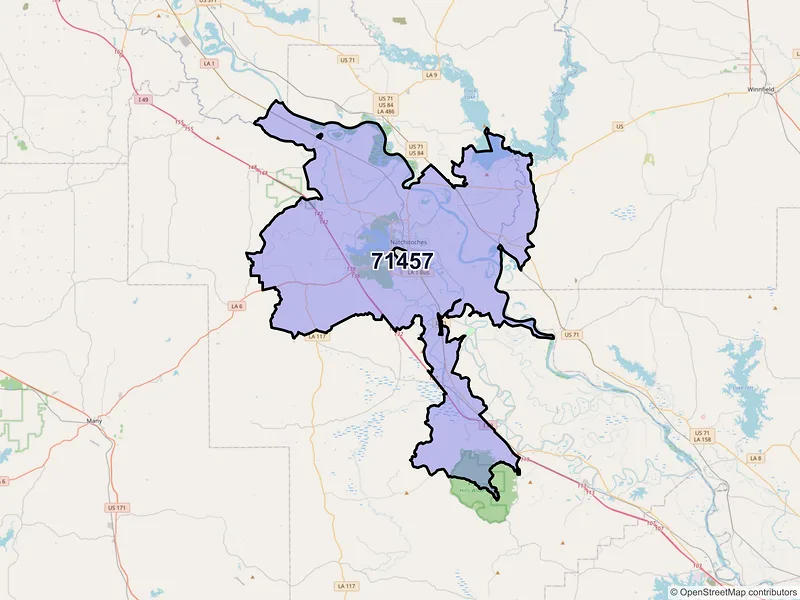 Map of ZIP Code 71457 — Natchitoches, LA