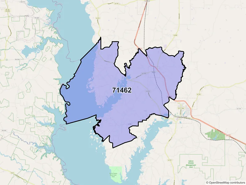 Map of ZIP Code 71462 — Noble, LA