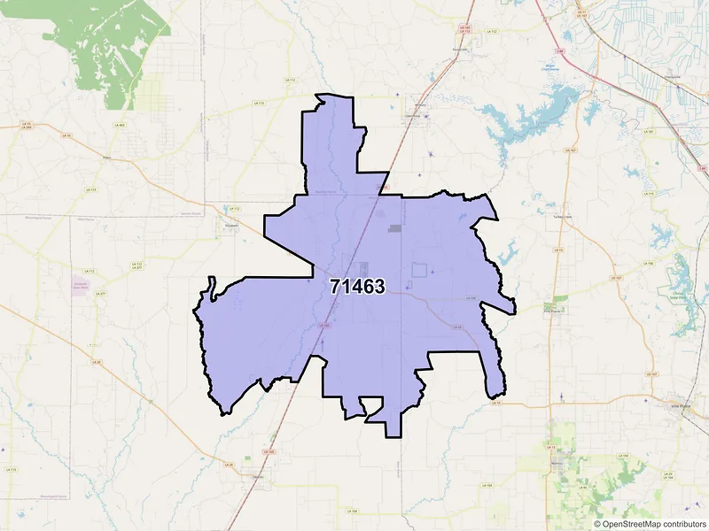 Map of ZIP Code 71463 — Oakdale, LA