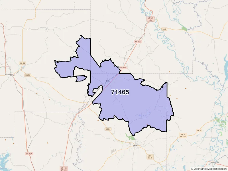 Map of ZIP Code 71465 — Olla, LA