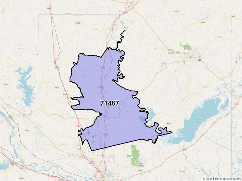 Map of Pollock, Louisiana and ZIP codes