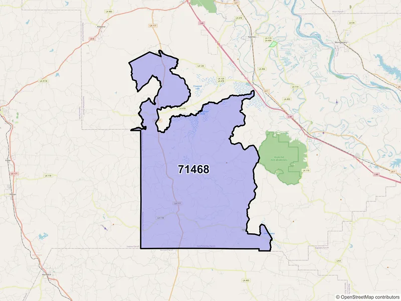 Map of Provencal, Louisiana and ZIP codes