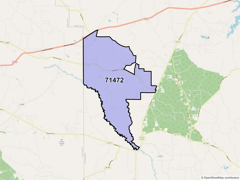 Map of ZIP Code 71472 — Sieper, LA