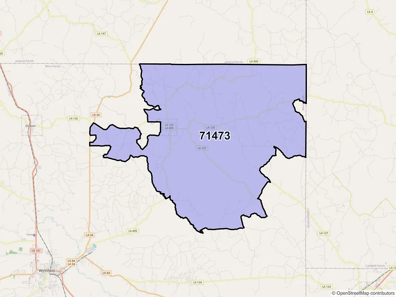Map of ZIP Code 71473 — Sikes, LA