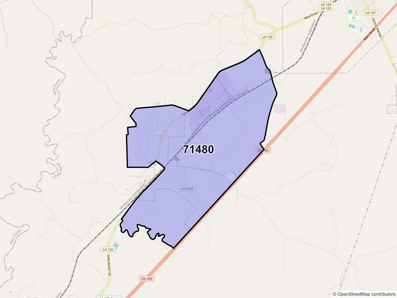 Map of Urania, Louisiana and ZIP codes