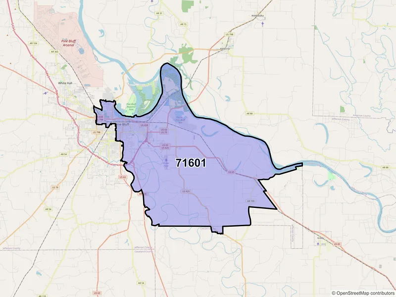 Map of ZIP Code 71601 — Pine Bluff, AR
