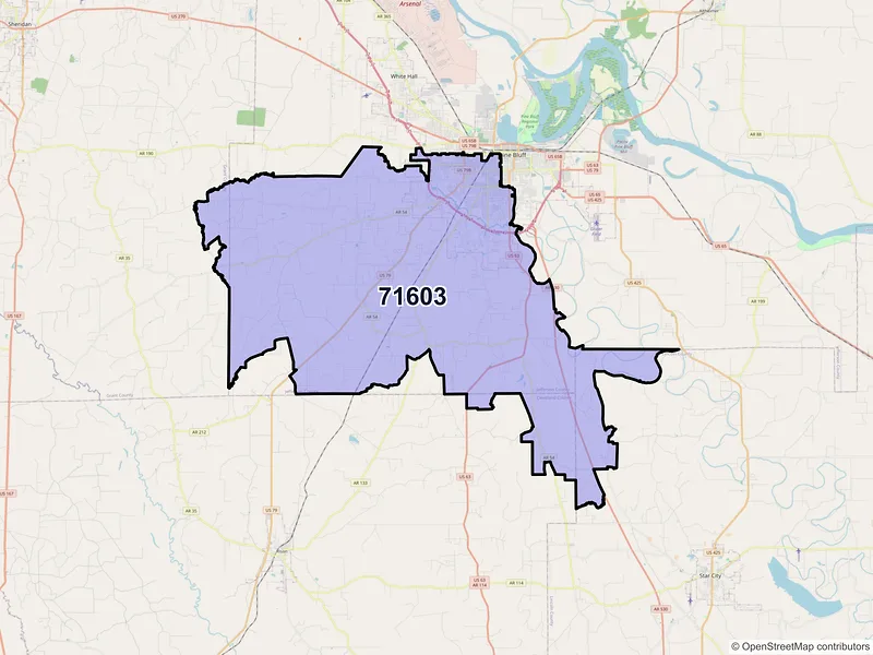 Map of ZIP Code 71603 — Pine Bluff, AR