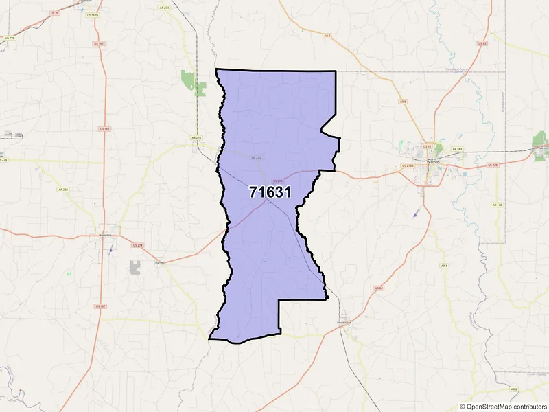 Map of ZIP Code 71631 — Banks, AR