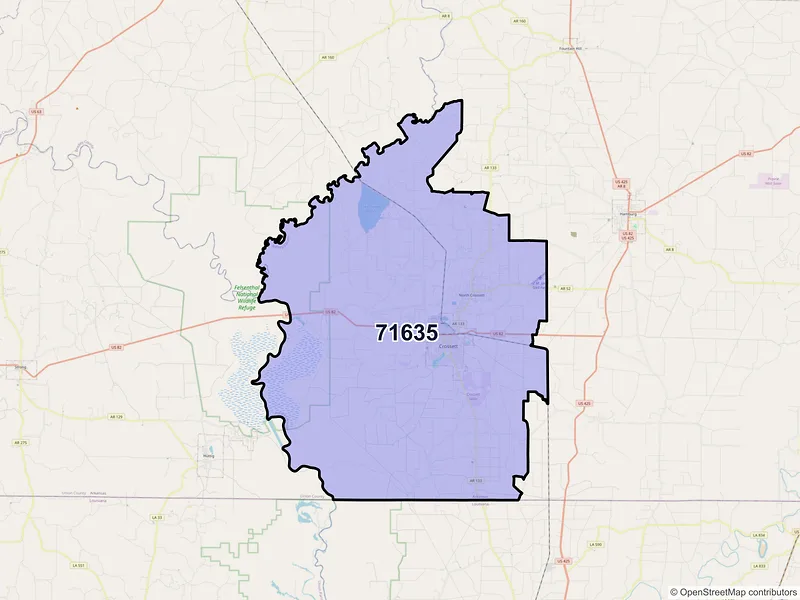 Map of ZIP Code 71635 — Crossett, AR