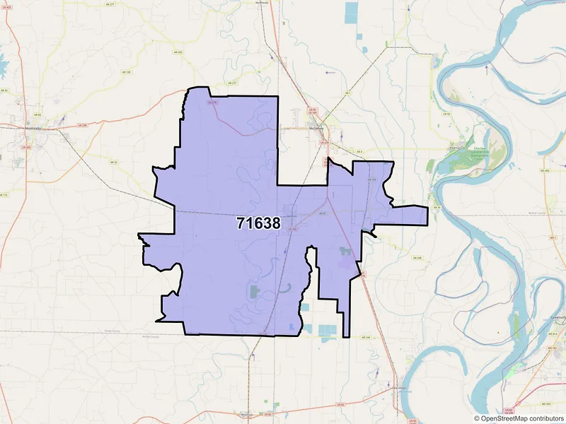 Map of ZIP Code 71638 — Dermott, AR