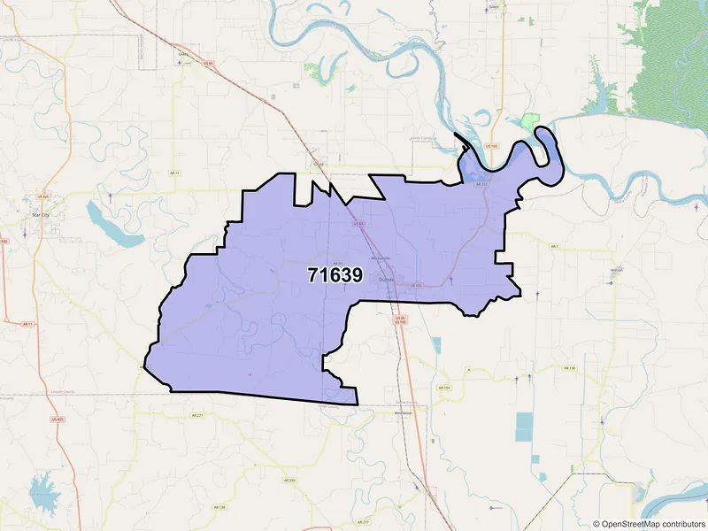 Map of Dumas, Arkansas and ZIP codes