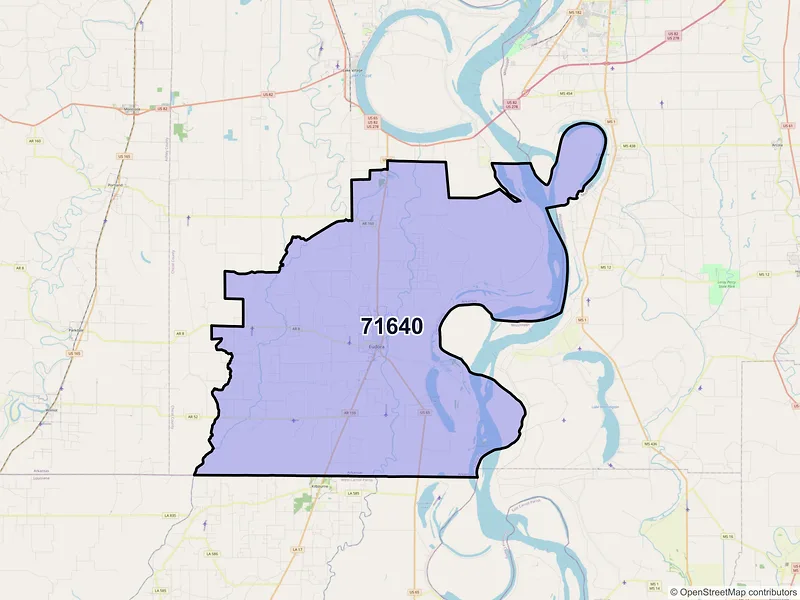 Map of ZIP Code 71640 — Eudora, AR
