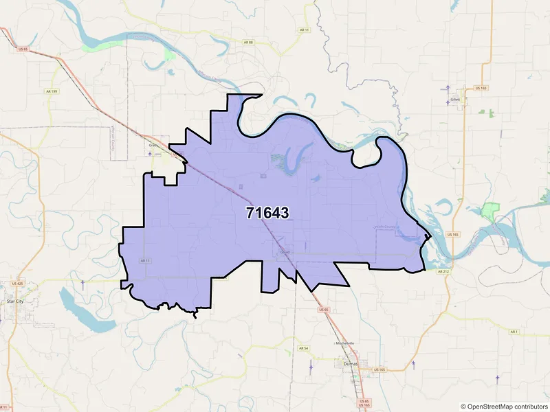 Map of ZIP Code 71643 — Gould, AR