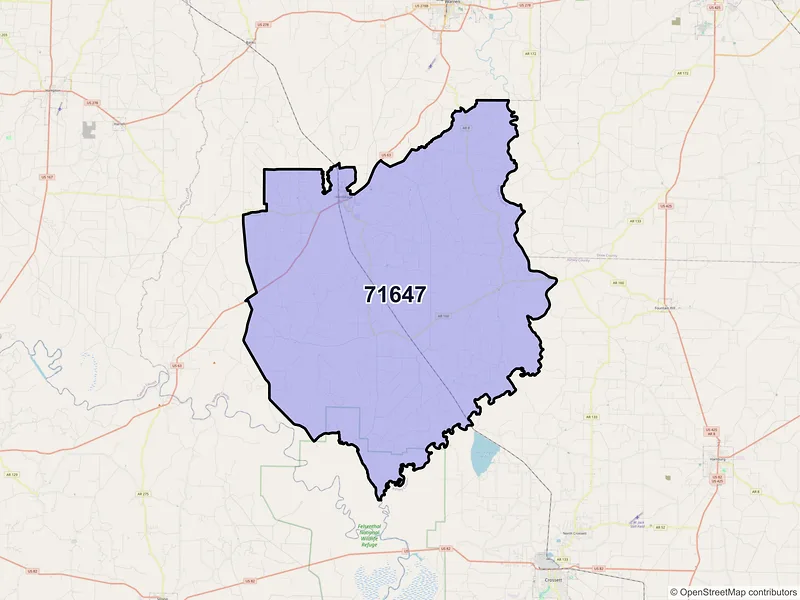 Map of ZIP Code 71647 — Hermitage, AR