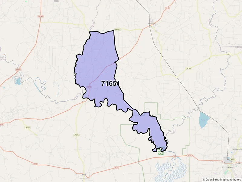 Map of ZIP Code 71651 — Jersey, AR